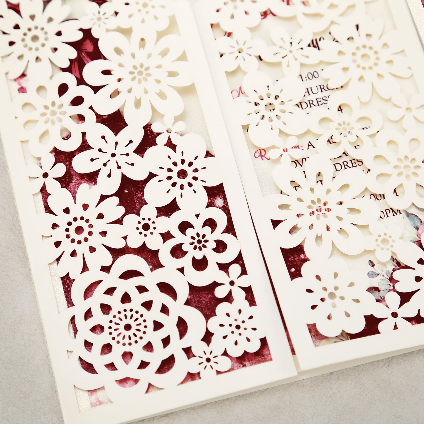 Butterfly Quinceanera Invitation Burgundy for 15 year, Sweet 16, Miss XV, Birthday Laser Cut Quince Invitation Cards Personalized Ivory White
