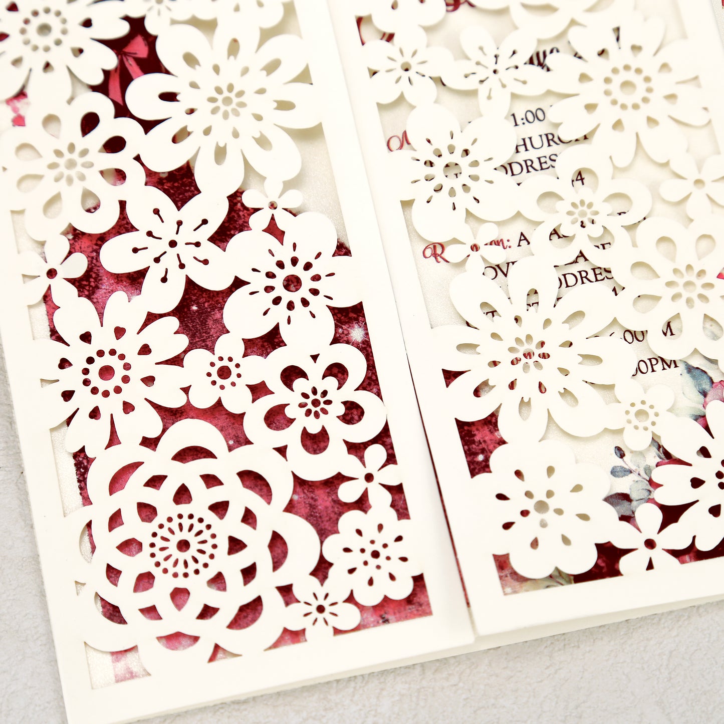 Butterfly Quinceanera Invitation Red for 15 year, Sweet 16, Miss XV, Birthday Laser Cut Quince Invitation Cards Personalized Ivory White