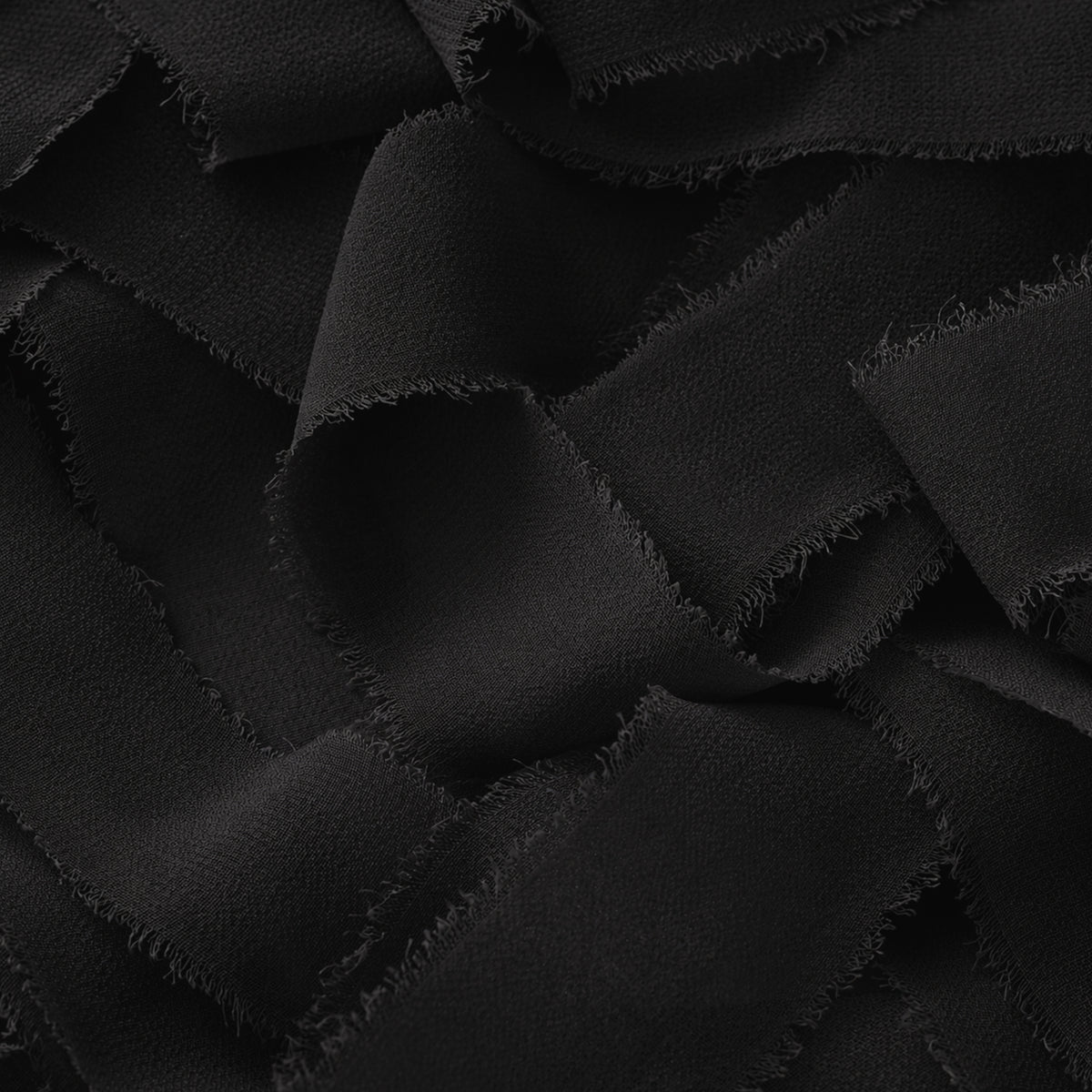 Handmade Fringe Chiffon Silk-Like Ribbon 2" x 7Yd Set of 3 Rolls Ribbons for Wedding Invitations, Bouquets, Gift Wrapping (3 Rolls Black)