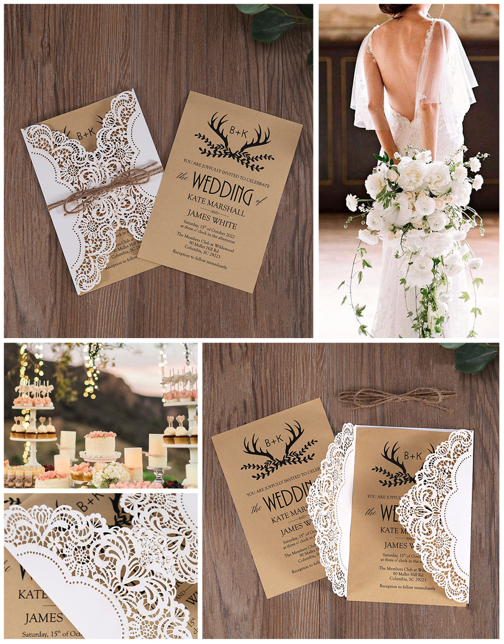 Brown paper Laser Cut Wedding invitation,Invitations