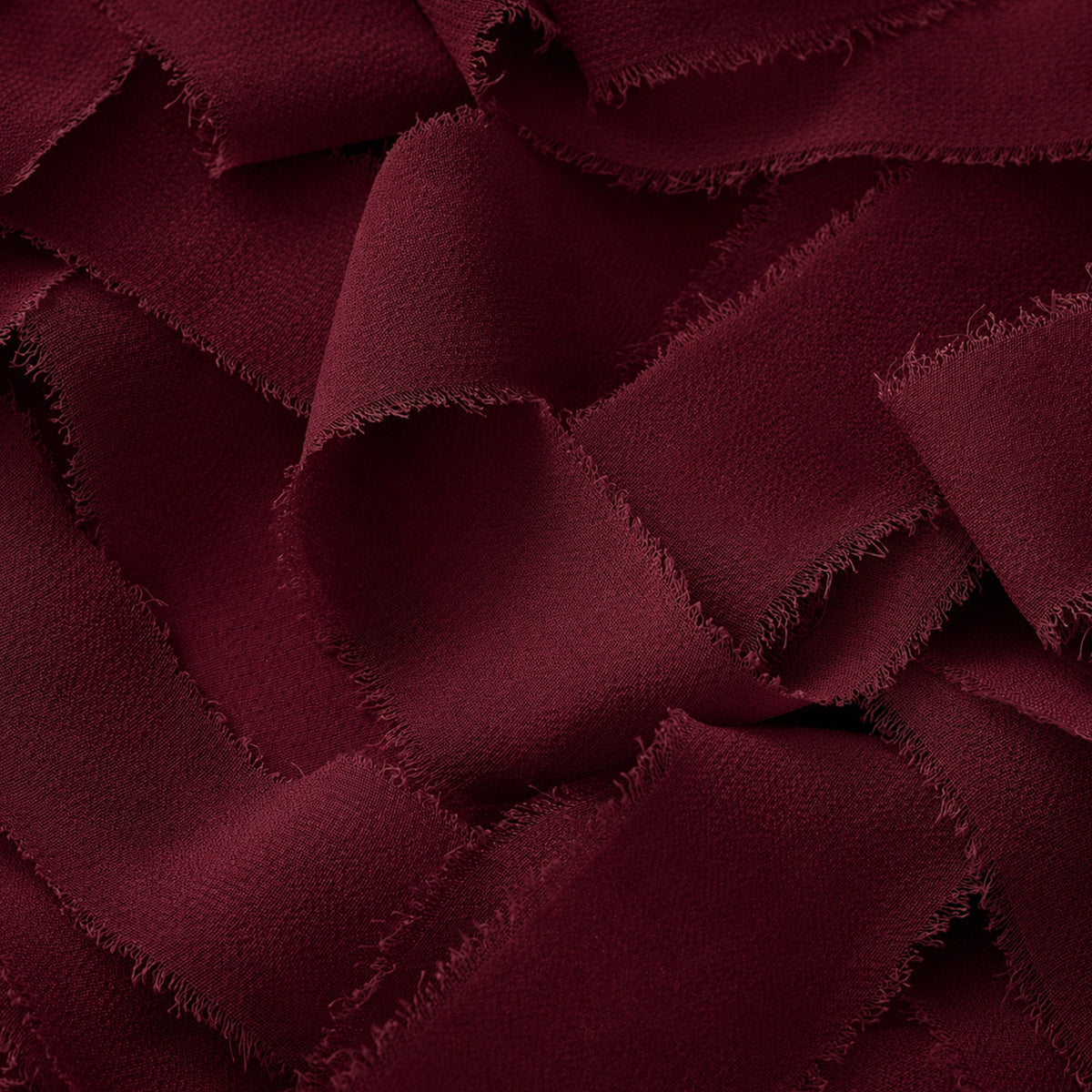 Handmade Fringe Chiffon Silk-Like Ribbon 2" x 7Yd Set of 3 Rolls Ribbons for Wedding Invitations, Bouquets, Gift Wrapping (3 Rolls Burgundy)