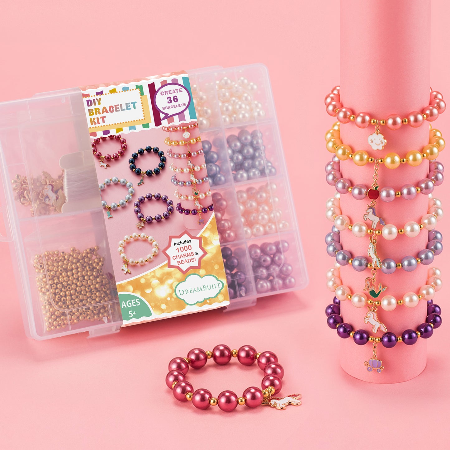 DreamBuilt Bracelet Making Kit for Girls, Charms for Jewelry Making Kit with 1000+ Charm& Beads& Pearls, Christmas Gifts/Charm Bracelet for Girls Teens, Friendship Bracelet Making Kit for Girls