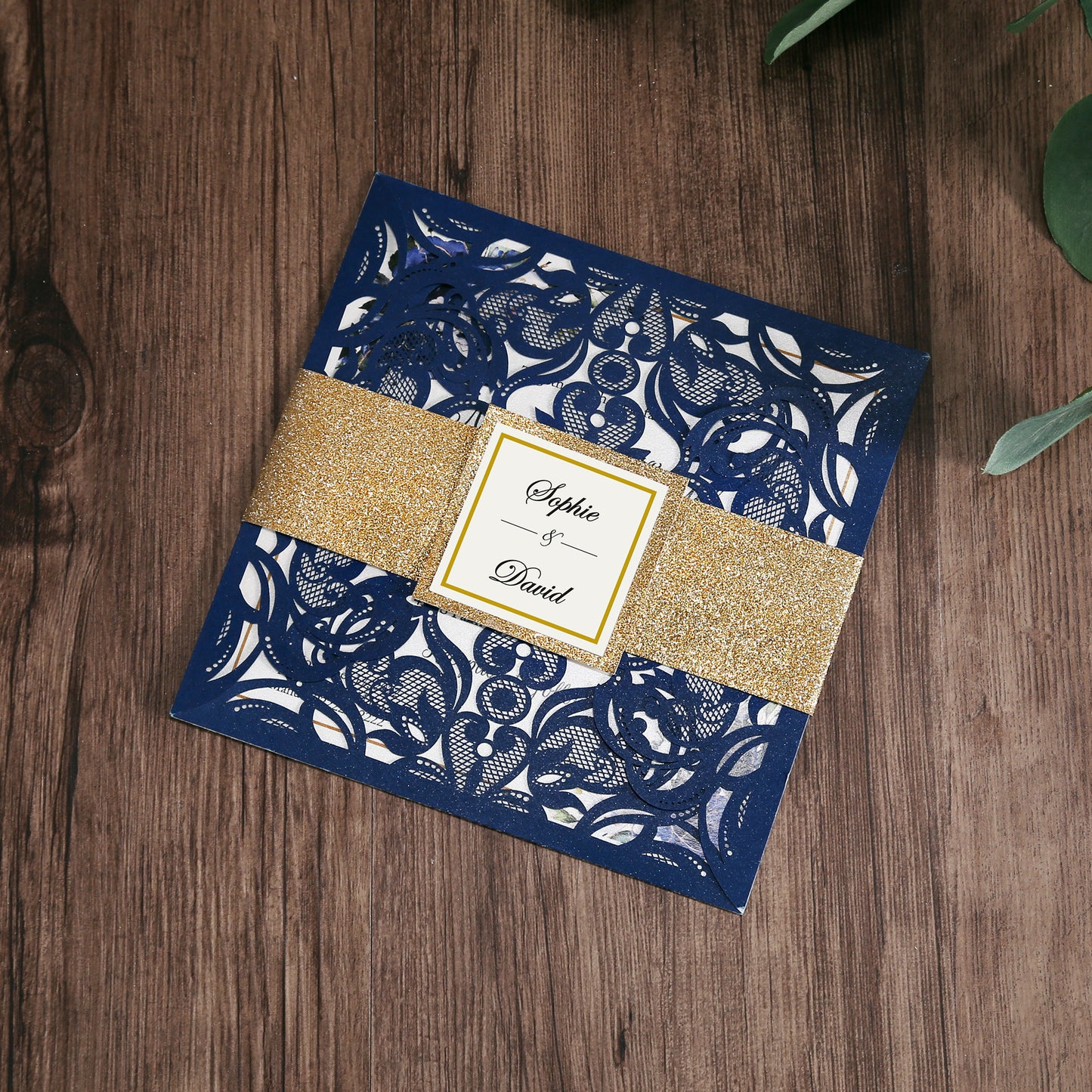 Square Blue Wedding Invitations for Wedding, Bridal Shower, Dinner, Party