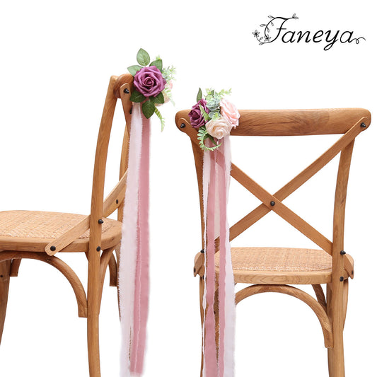 Faneya 12pcs Fuchsia Pink Cream Floral Wedding Flower Artificial Flowers