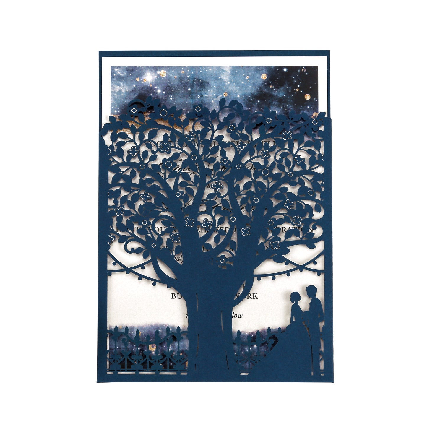 Laser Cut Wedding Invitations with Envelopes Navy Blue, Personalized Pearlized inserts Invitation Cards for Wedding, Invitations with Envelopes