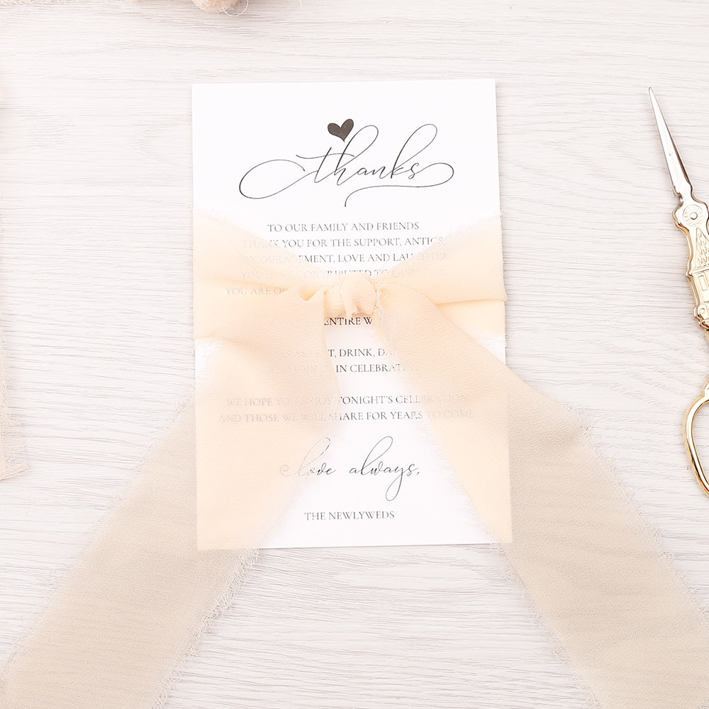 Handmade Fringe Chiffon Silk-Like Ribbon 2" x 7Yd Set of 3 Rolls Ribbons for Wedding Invitations, Bouquets, Gift Wrapping (3 Rolls Cream) - DorisHome