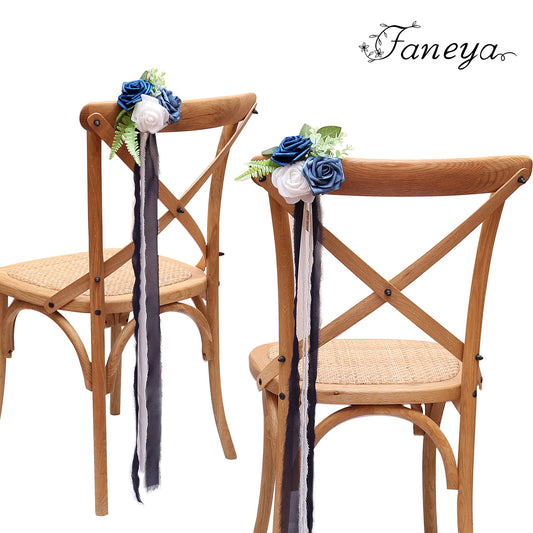 Faneya 12pcs Blue White Floral Wedding Flower Artificial Flowers