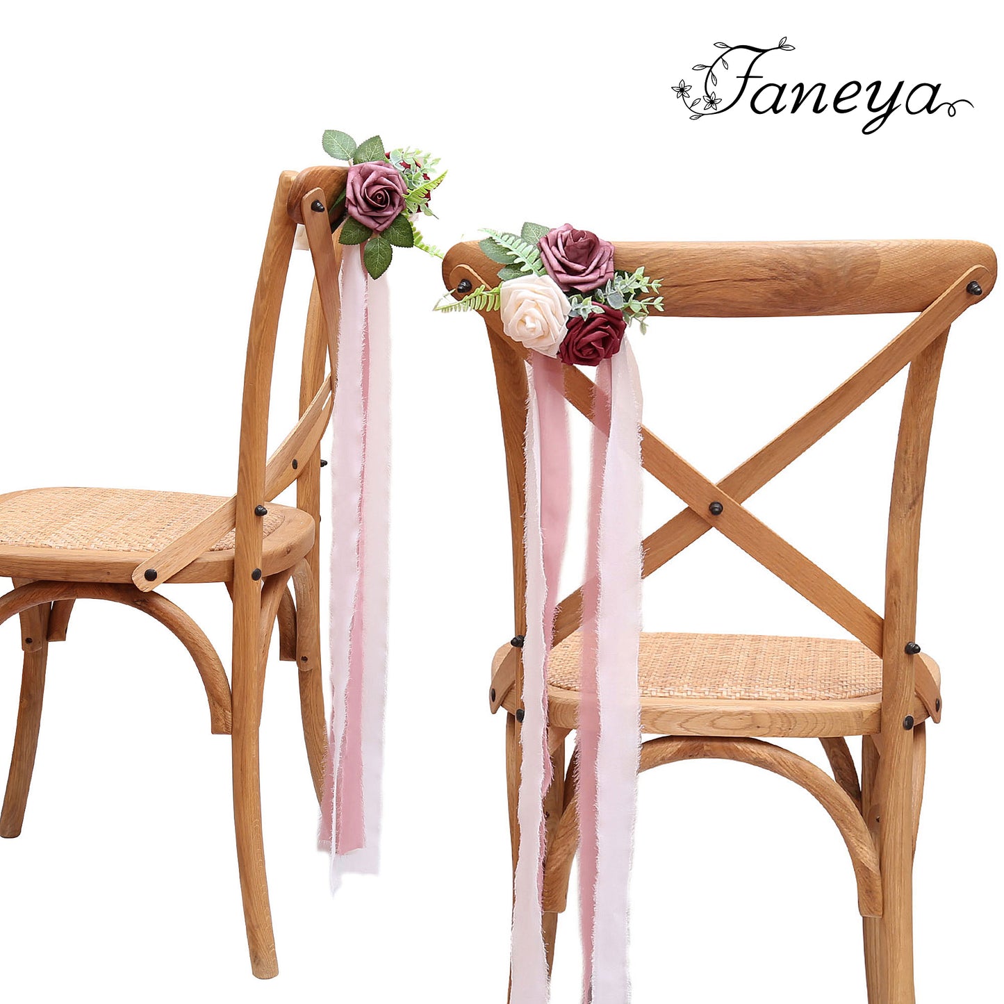 Faneya 12pcs Mauve Burgundy Cream Floral Wedding Flower Artificial Flowers