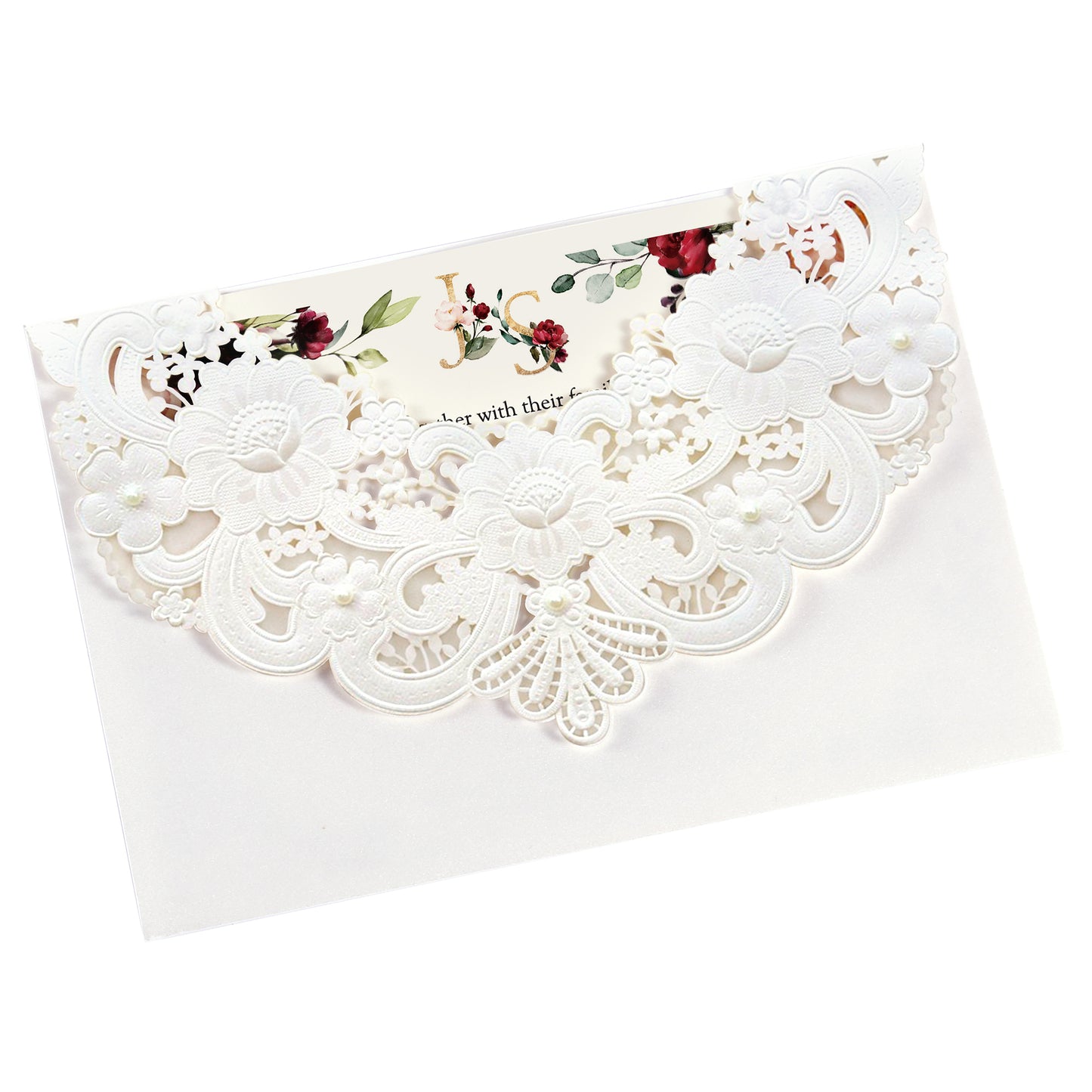 White Hollow Flora Laser Cut Invitation Cards,Invitations