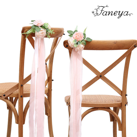 Faneya 12pcs Pink Cream Floral Wedding Flower Artificial Flowers