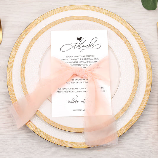 Thank You Place Setting Cards With Pink Chiffon Ribbon - DorisHome