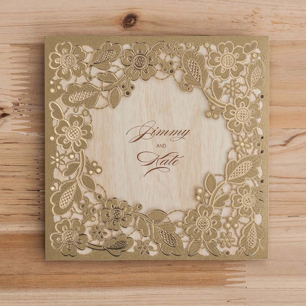 Gold Laser Cut Wedding Invitation Cards  ,Invitations - DorisHome