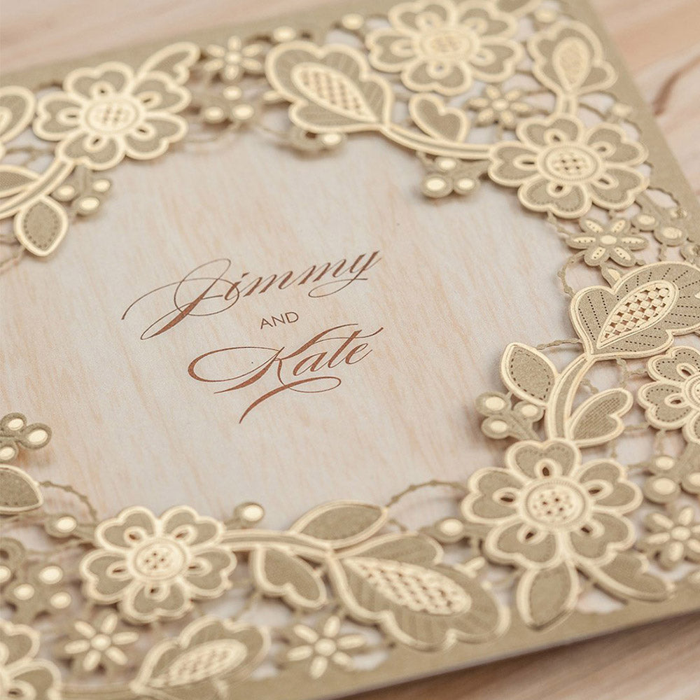 Gold Laser Cut Wedding Invitation Cards ,Invitations - DorisHome