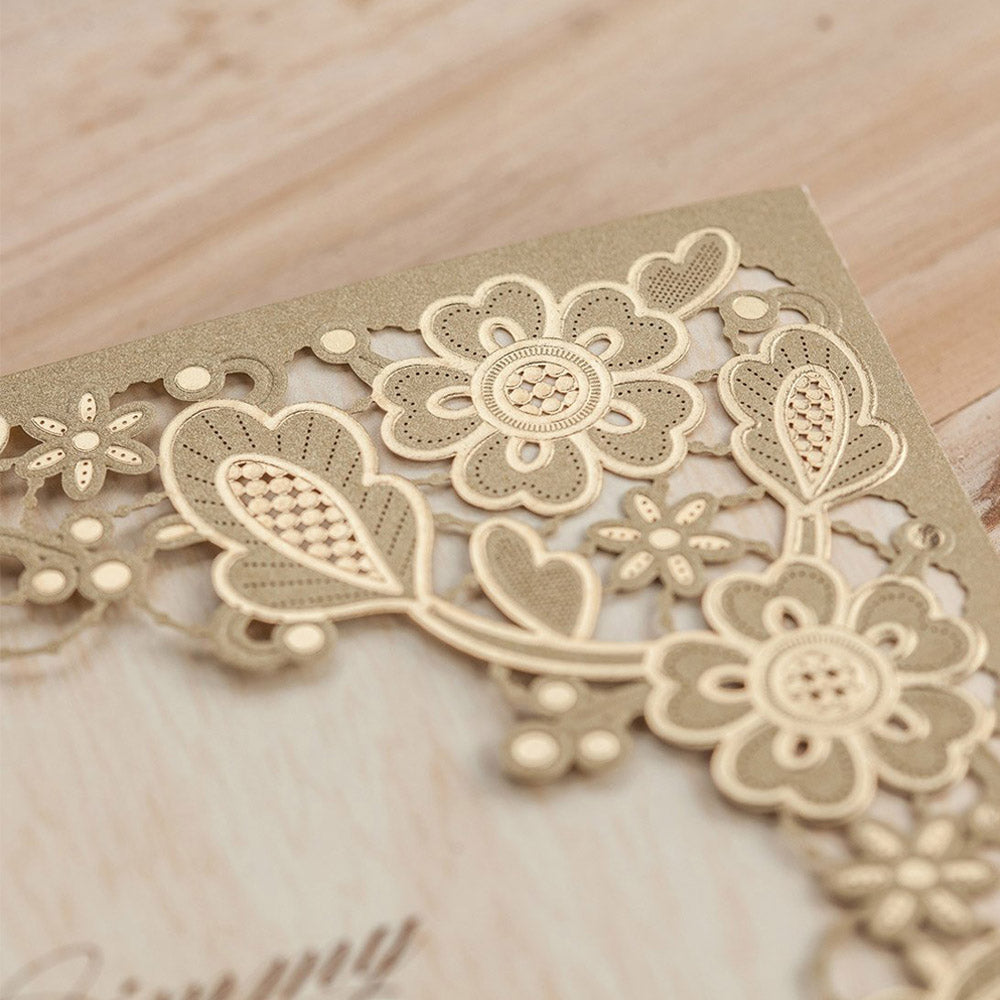 Gold Laser Cut Wedding Invitation Cards ,Invitations - DorisHome