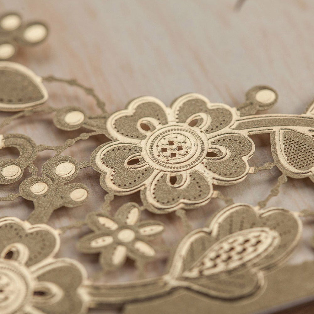 Gold Laser Cut Wedding Invitation Cards ,Invitations - DorisHome