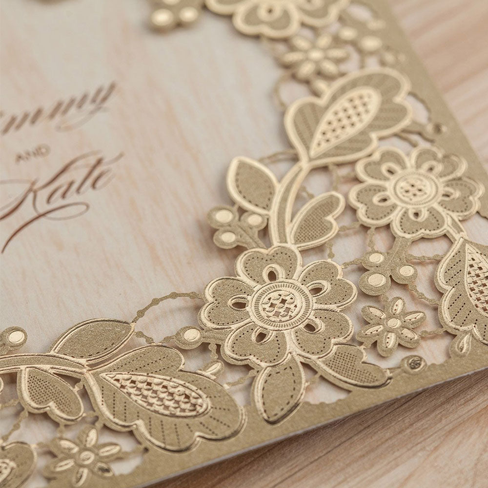 Gold Laser Cut Wedding Invitation Cards ,Invitations - DorisHome