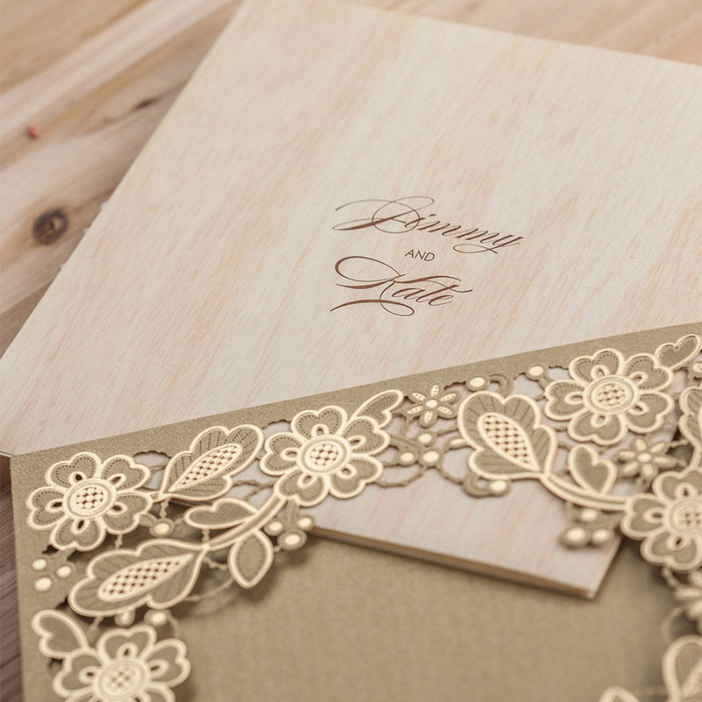 Gold Laser Cut Wedding Invitation Cards  ,Invitations - DorisHome