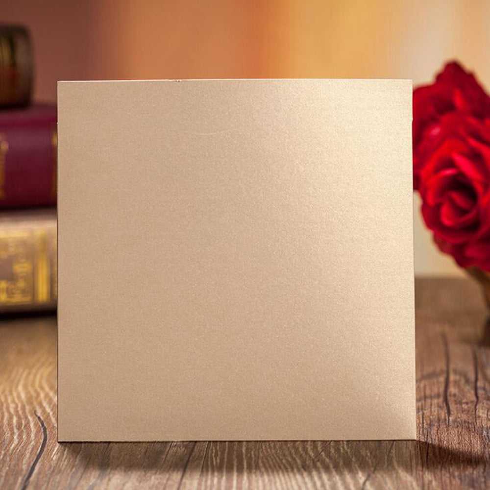 Gold Laser Cut Beige Ribbon Wedding Invitation,Invitations - DorisHome