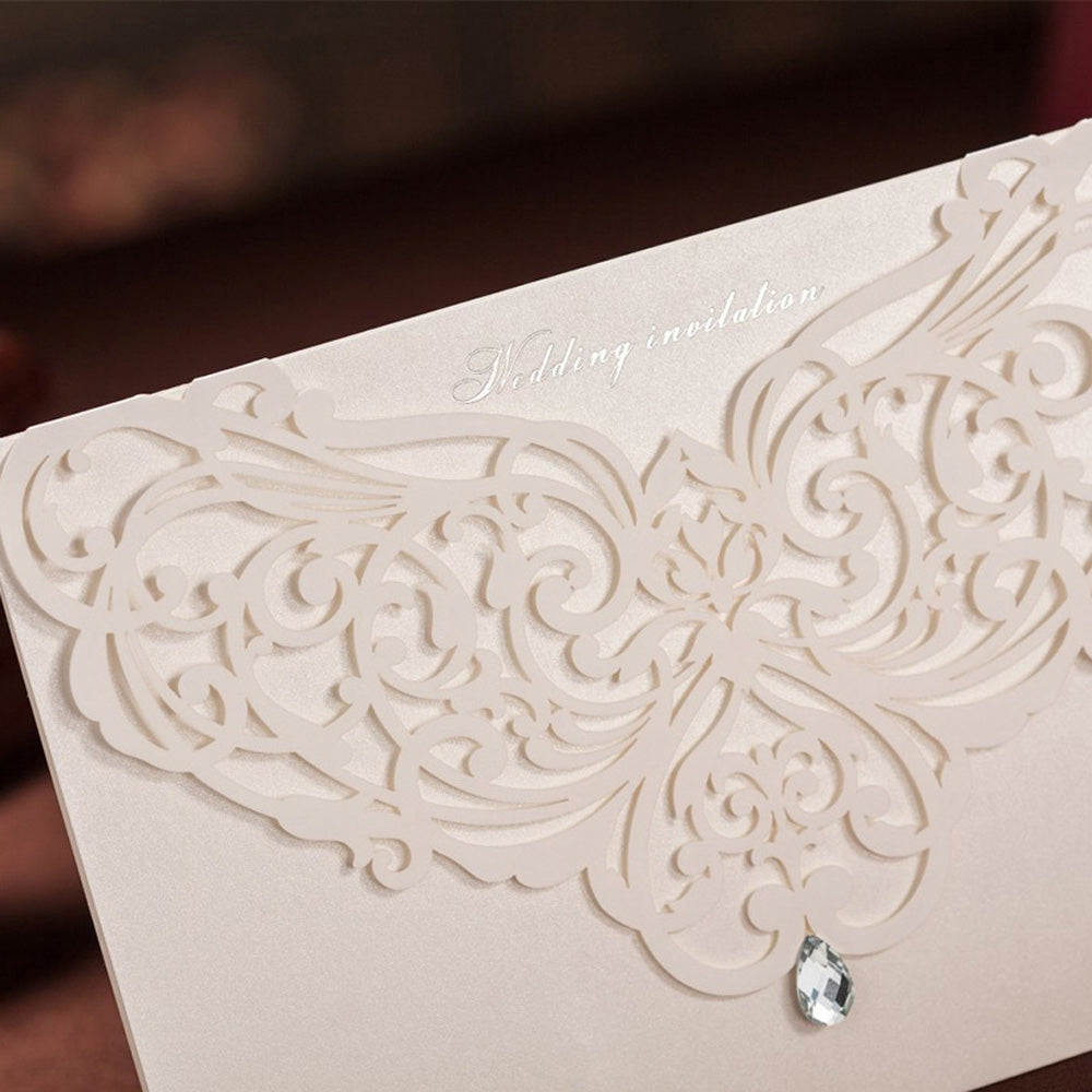 Classic Laser Cut Flower Wedding Invitation Cards ,Invitations - DorisHome