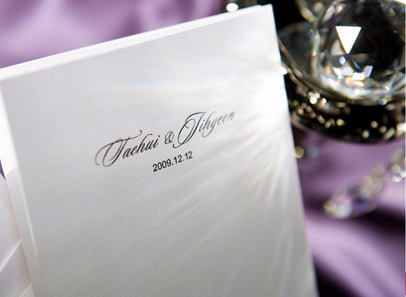 Vertical Ivory White Flora Pattern with Bowknot Engagement Wedding Invitation - DorisHome