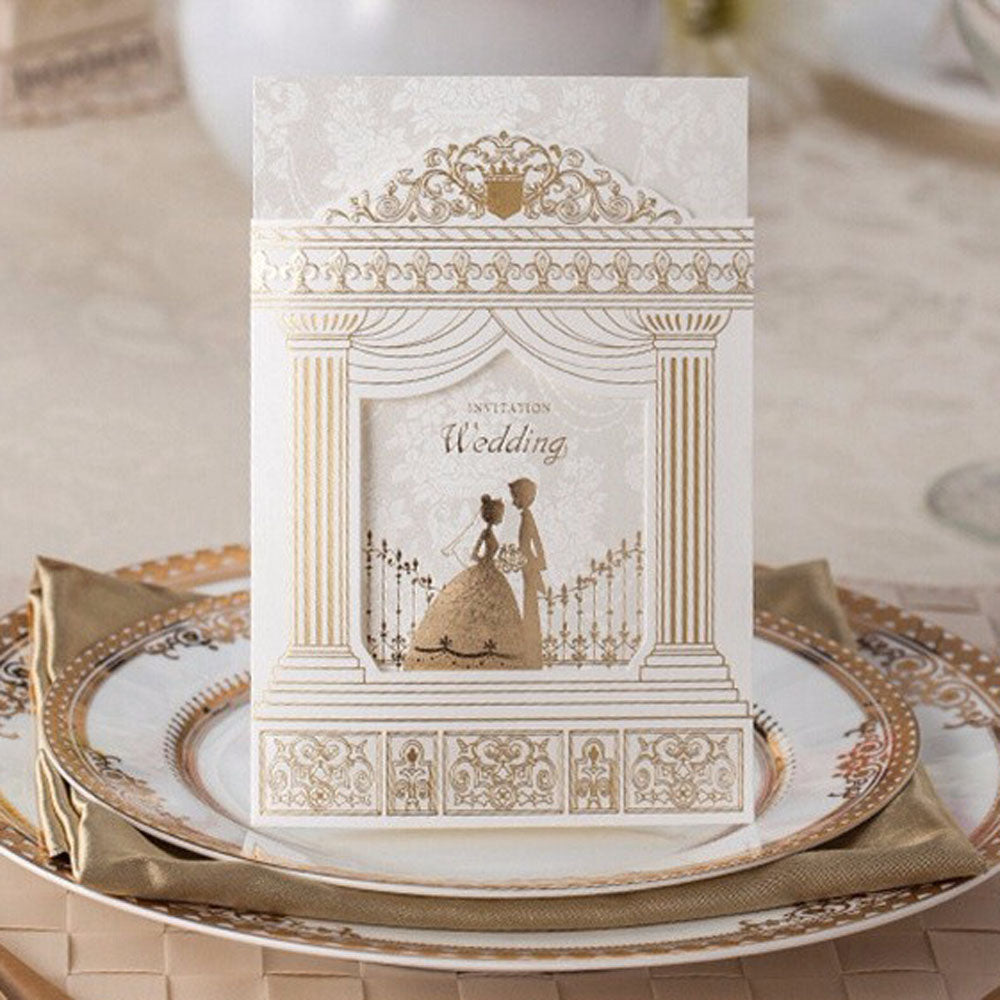 Gold Vintage Laser cut Wedding Invitation,Invitations - DorisHome