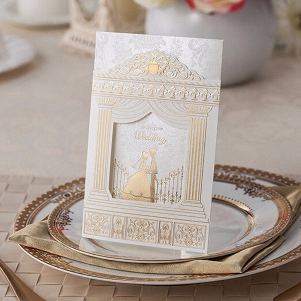 Gold Vintage Laser cut Wedding Invitation,Invitations - DorisHome