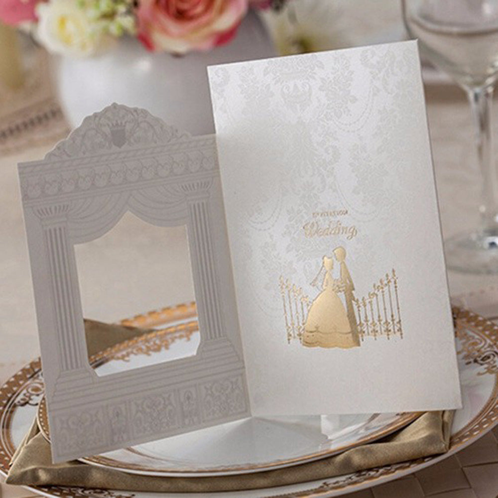 Gold Vintage Laser cut Wedding Invitation,Invitations - DorisHome