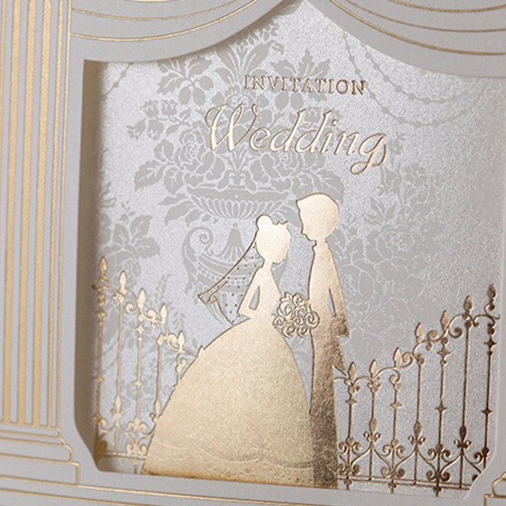 Gold Vintage Laser cut Wedding Invitation,Invitations - DorisHome