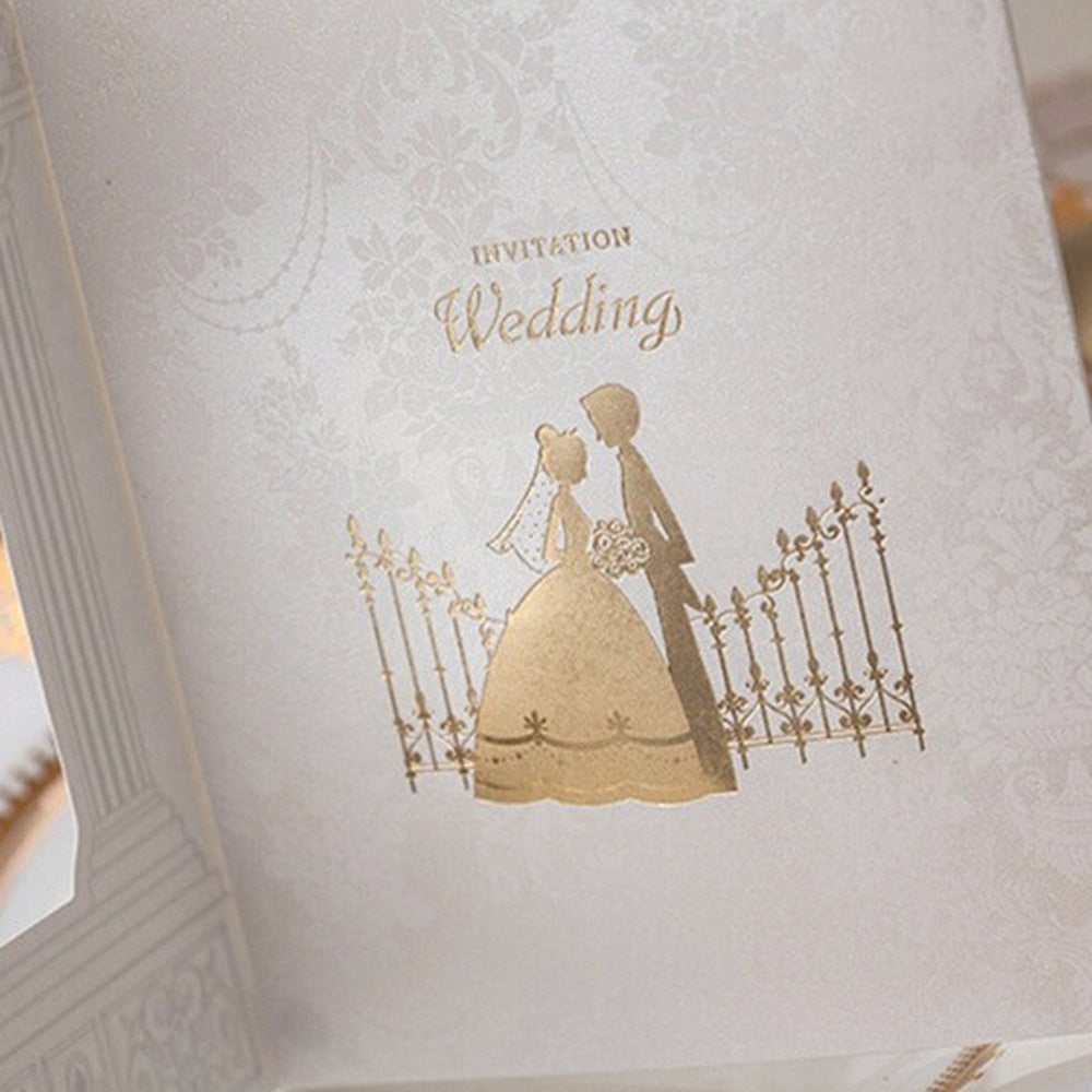 Gold Vintage Laser cut Wedding Invitation,Invitations - DorisHome