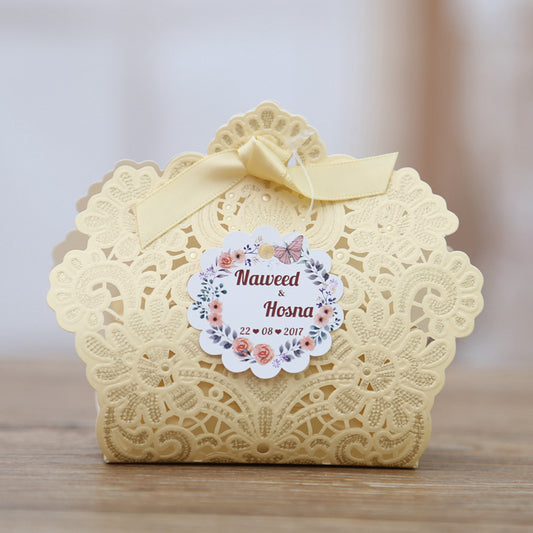 100pcs Gold Laser Cut Wedding Favor Boxes Candy Box, CB072 - DorisHome