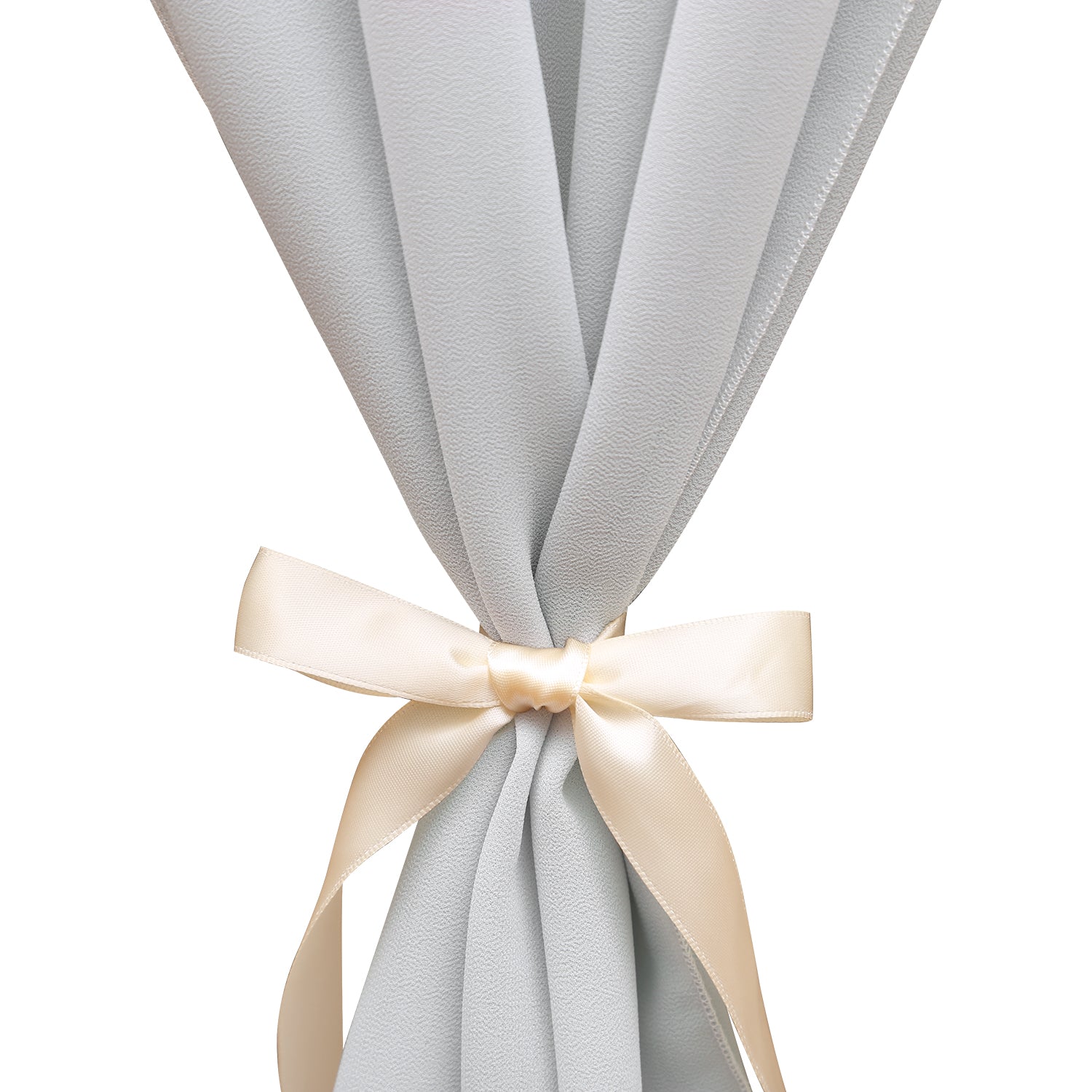 Doris Home 1pc 27x120inches 10ft Light Grev Chiffon Table Runner Tulle Extra Long Sheer Decoration With Ivory Ribbon For Romantic Wedding Reception Bridal Baby Shower Holiday Party - DorisHome