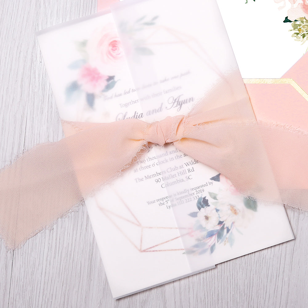 Pocket Burgundy Wedding Invitations Greeting Cards - DorisHome