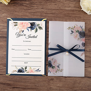Pocket Navy  Wedding Invitations Greeting Cards - DorisHome
