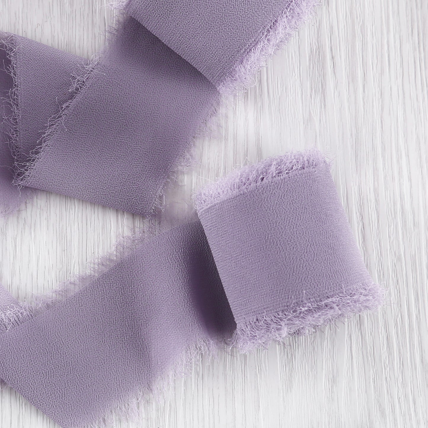Handmade Fringe Chiffon Silk-Like Ribbon 2" x 7Yd Set of 3 Rolls Ribbons for Wedding Invitations, Bouquets, Gift Wrapping (3 Rolls Pastel Purple)