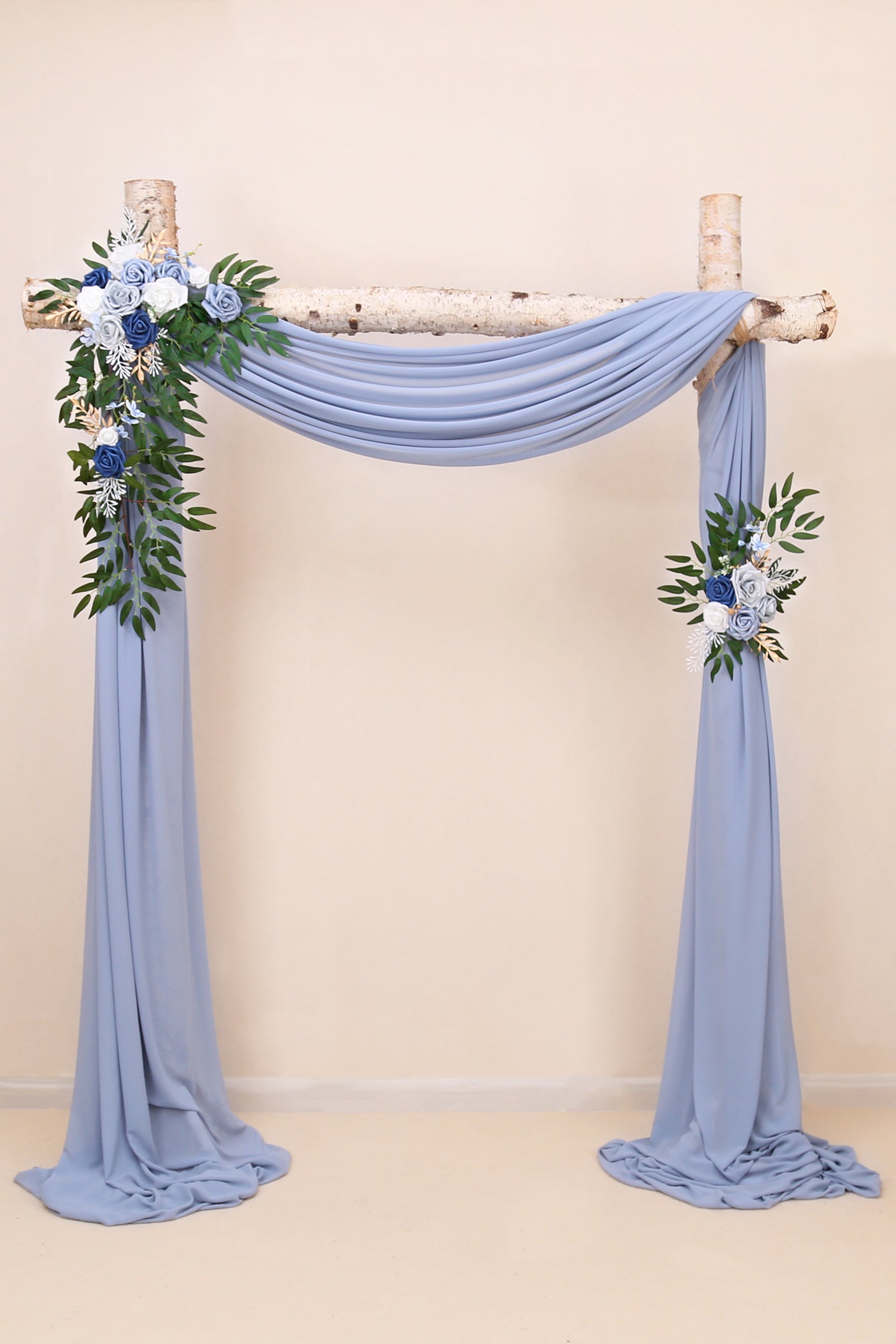 DORIS HOME Artificial Flower Swag Blue and White for Wedding Ceremony Sign Floral Decoration - Pack of 2
