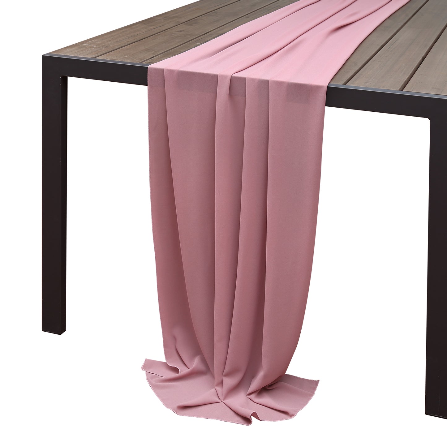 Doris Home 1pc 27x120inches 10ft Mauve Chiffon Table Runner Tulle Extra Long Sheer Decoration With Ivory Ribbon For Romantic Wedding Reception Bridal Baby Shower Holiday Party - DorisHome