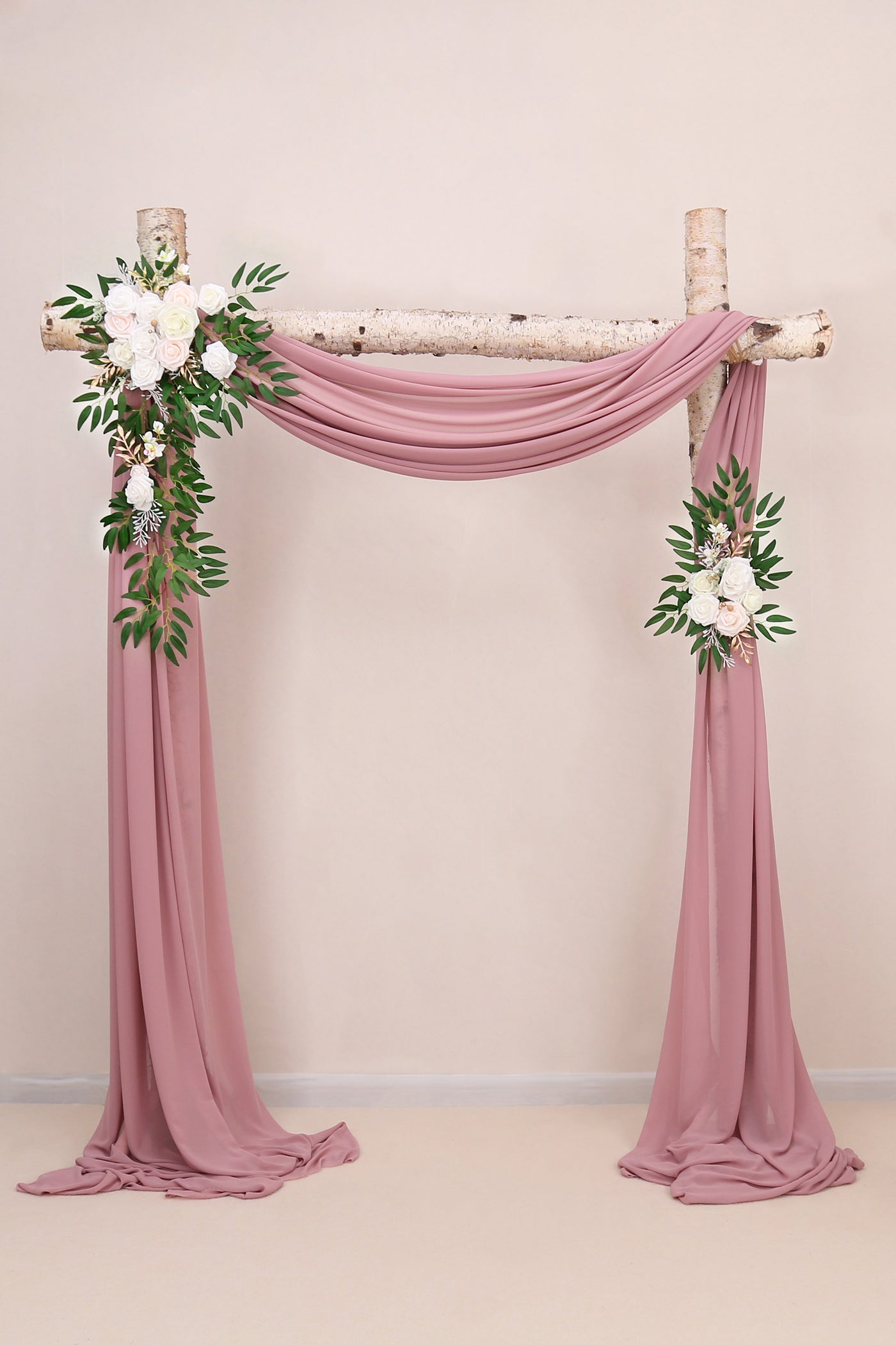 DORIS HOME Artificial Flower Swag White and Pink for Wedding Ceremony Sign Floral Decoration - Pack of 2