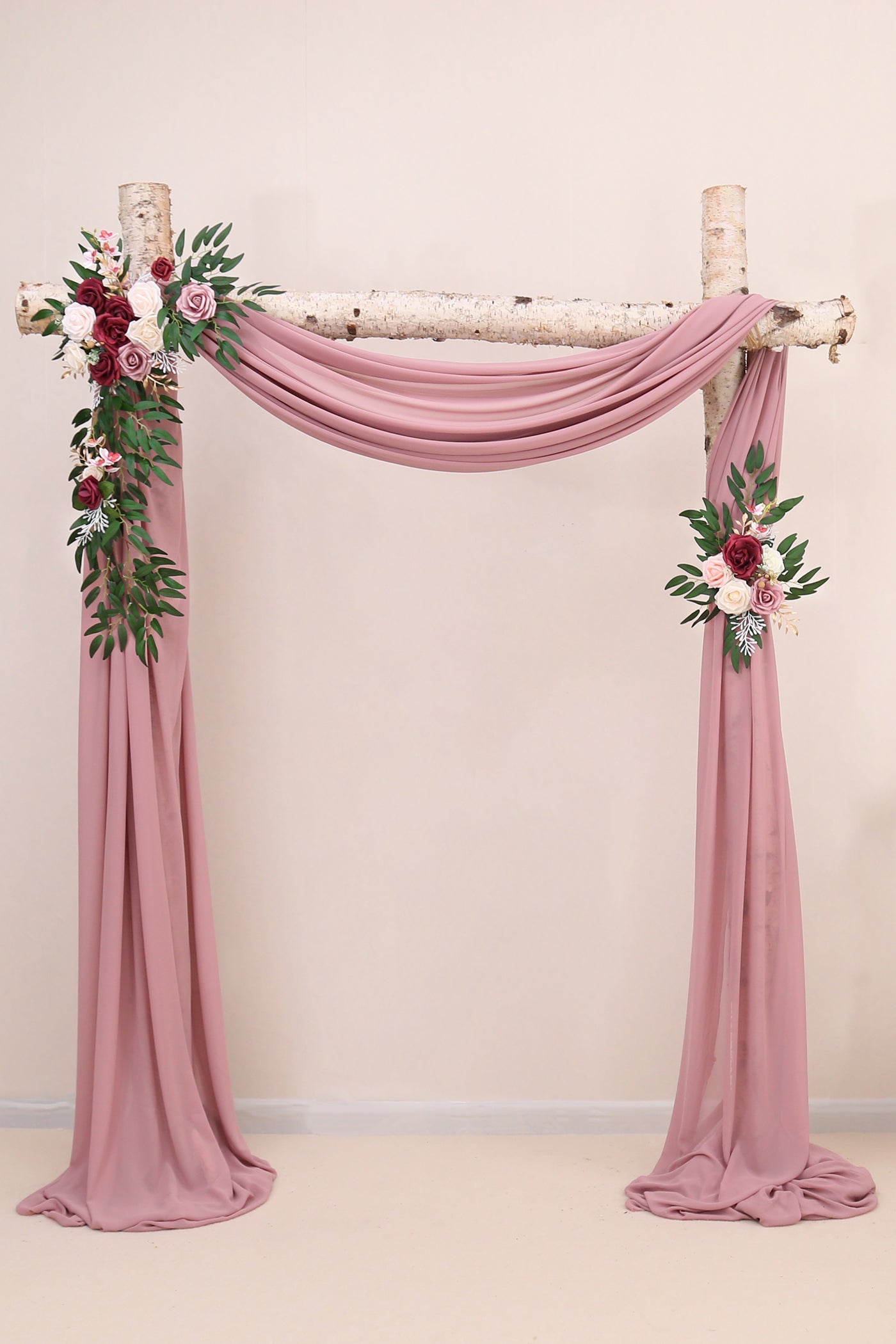 DORIS HOME Artificial Flower Swag Burgundy and Pink for Wedding Ceremony Sign Floral Decoration - Pack of 2