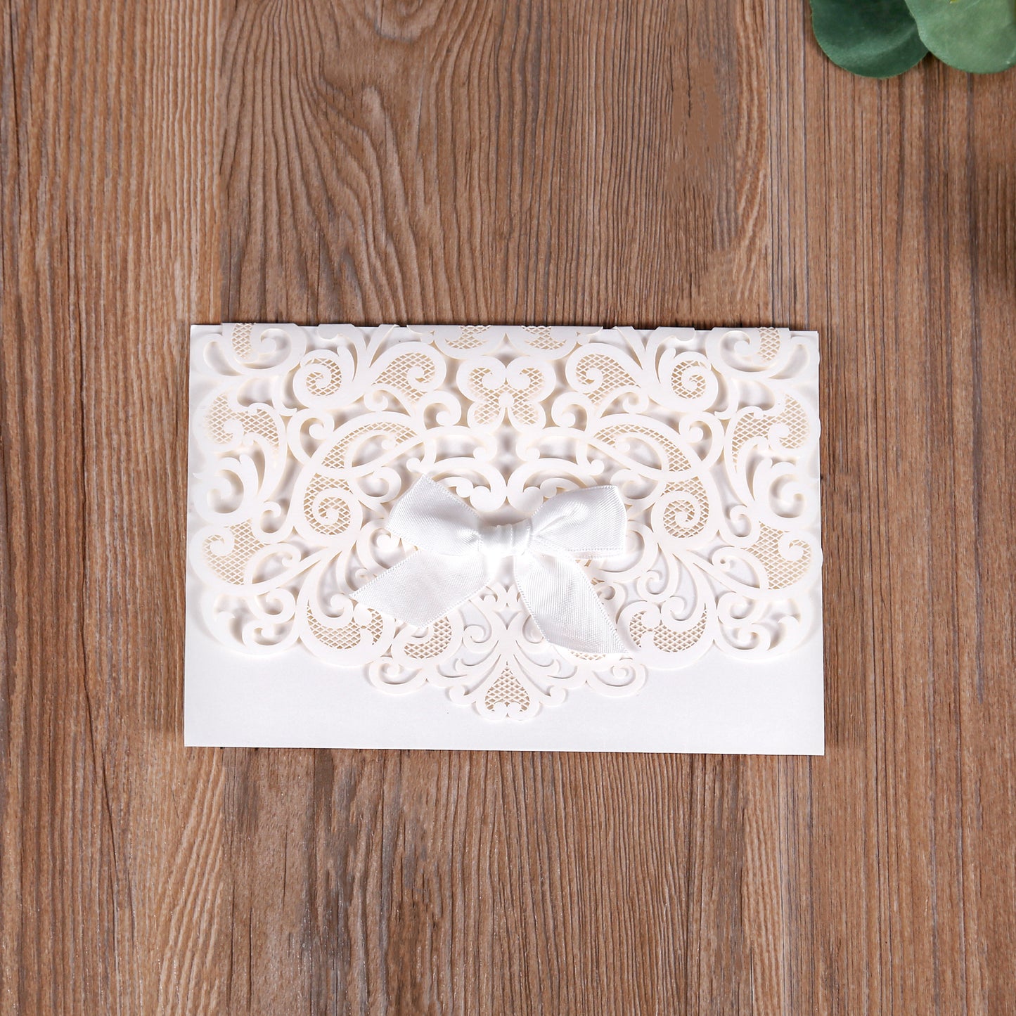 Ivory White Laser Cut Flower with Bowknot Wedding Invitations,Invitations
