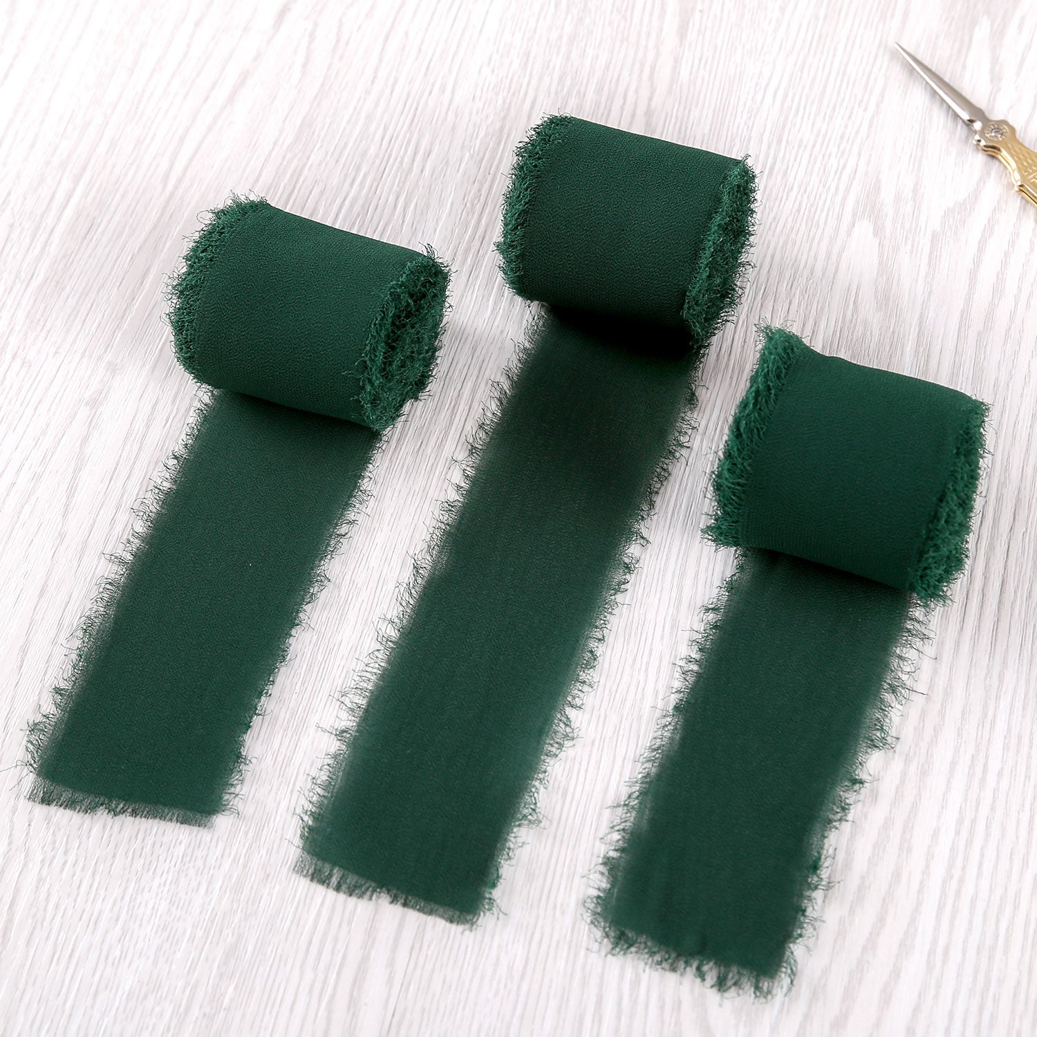 Handmade Fringe Chiffon Silk-Like Ribbon 2 x 7Yd Set of 3 Rolls