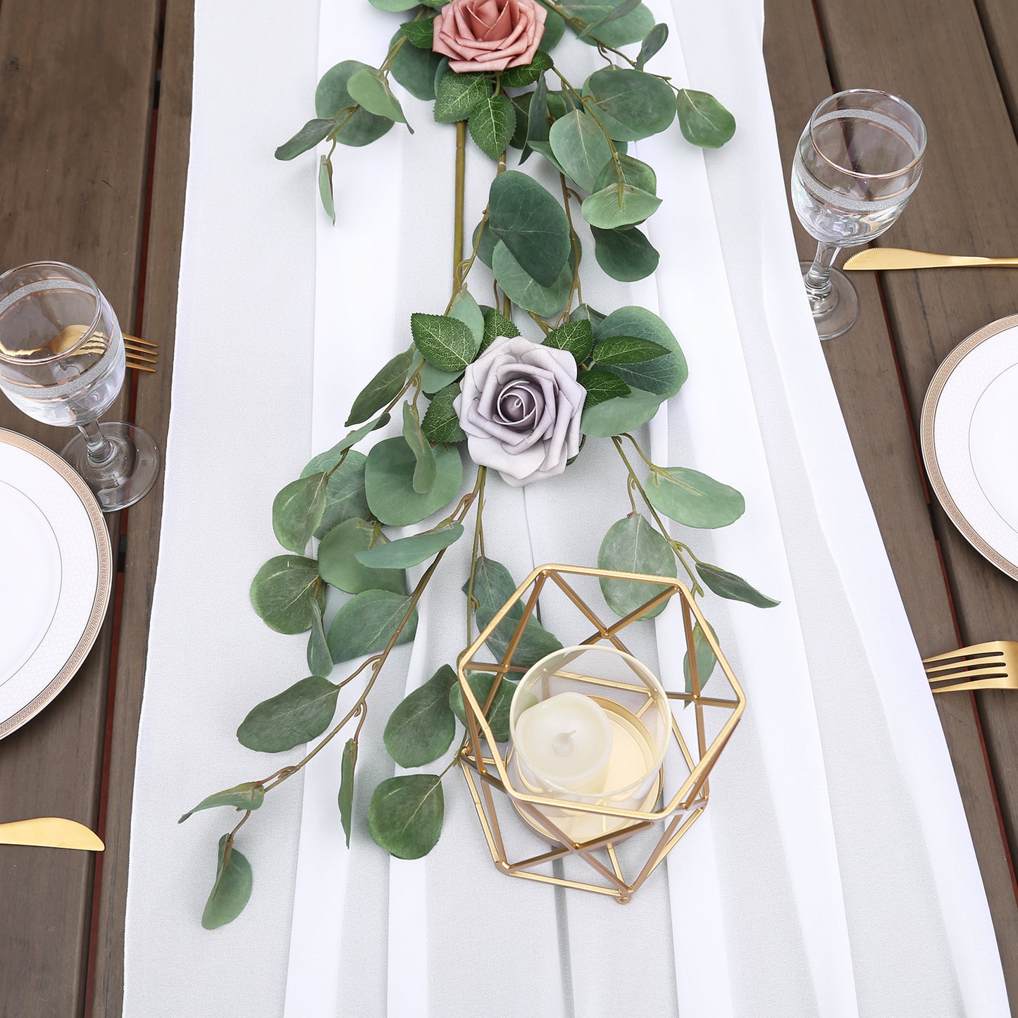 Doris Home 1pc 27x120inches 10ft White Chiffon Table Runner Tulle Extra Long Sheer Decoration With Ivory Ribbon For Romantic Wedding Reception Bridal Baby Shower Holiday Party - DorisHome