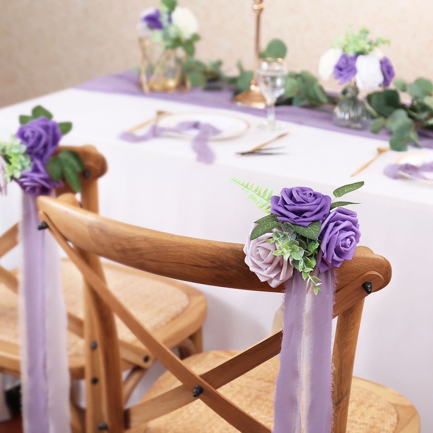 Faneya 12pcs Purple Floral Floral Wedding Flower Artificial Flowers