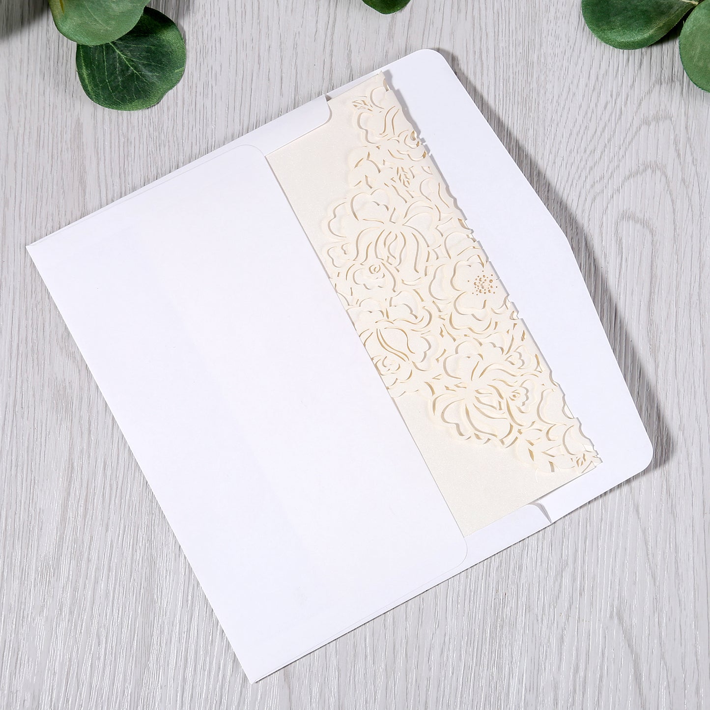 White Floral Laser cut invitation cards for Wedding