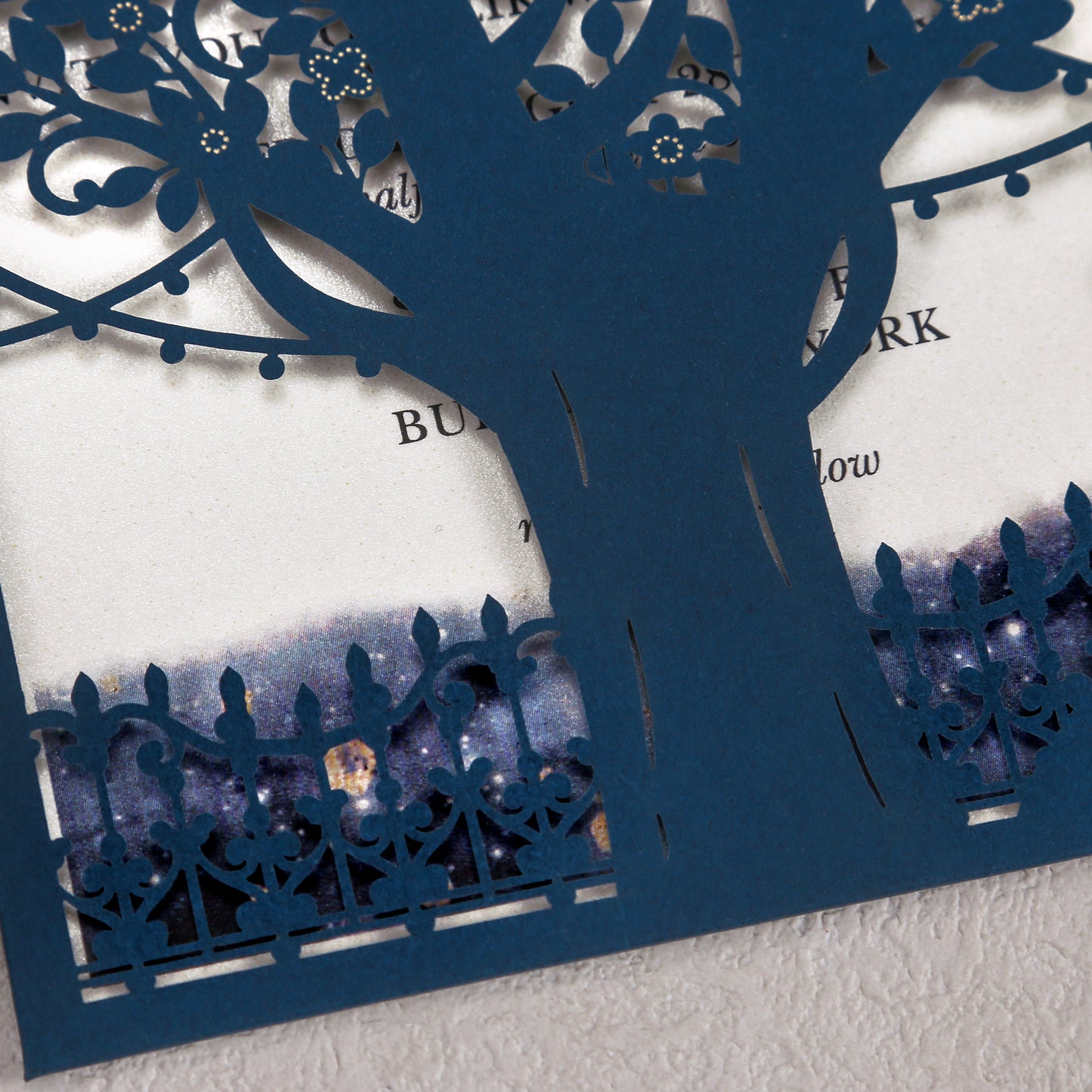 Laser Cut Wedding Invitations with Envelopes Navy Blue, Personalized Pearlized inserts Invitation Cards for Wedding, Invitations with Envelopes