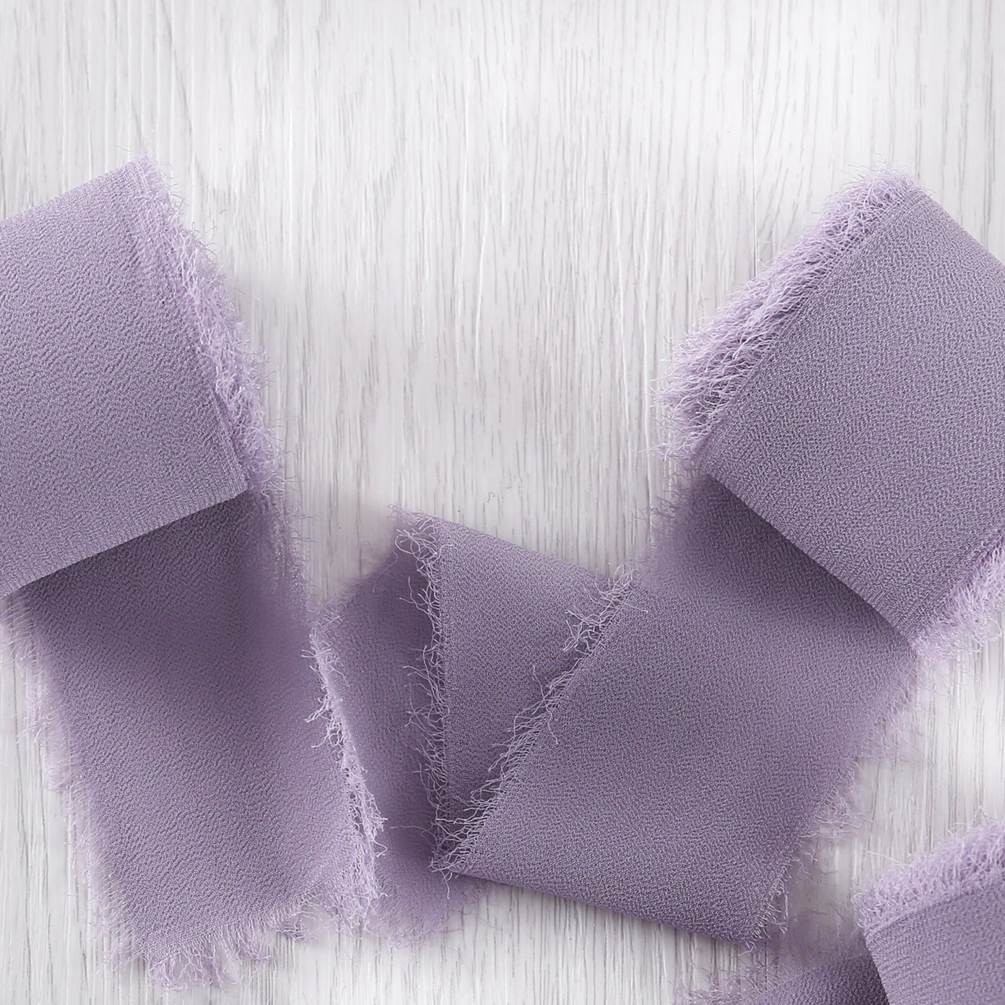 Handmade Fringe Chiffon Silk-Like Ribbon 2" x 7Yd Set of 3 Rolls Ribbons for Wedding Invitations, Bouquets, Gift Wrapping (3 Rolls Pastel Purple)