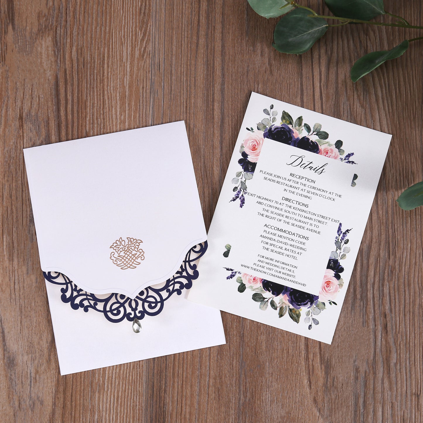 Classic Blue Laser Wedding Invitations Cards,Invitations