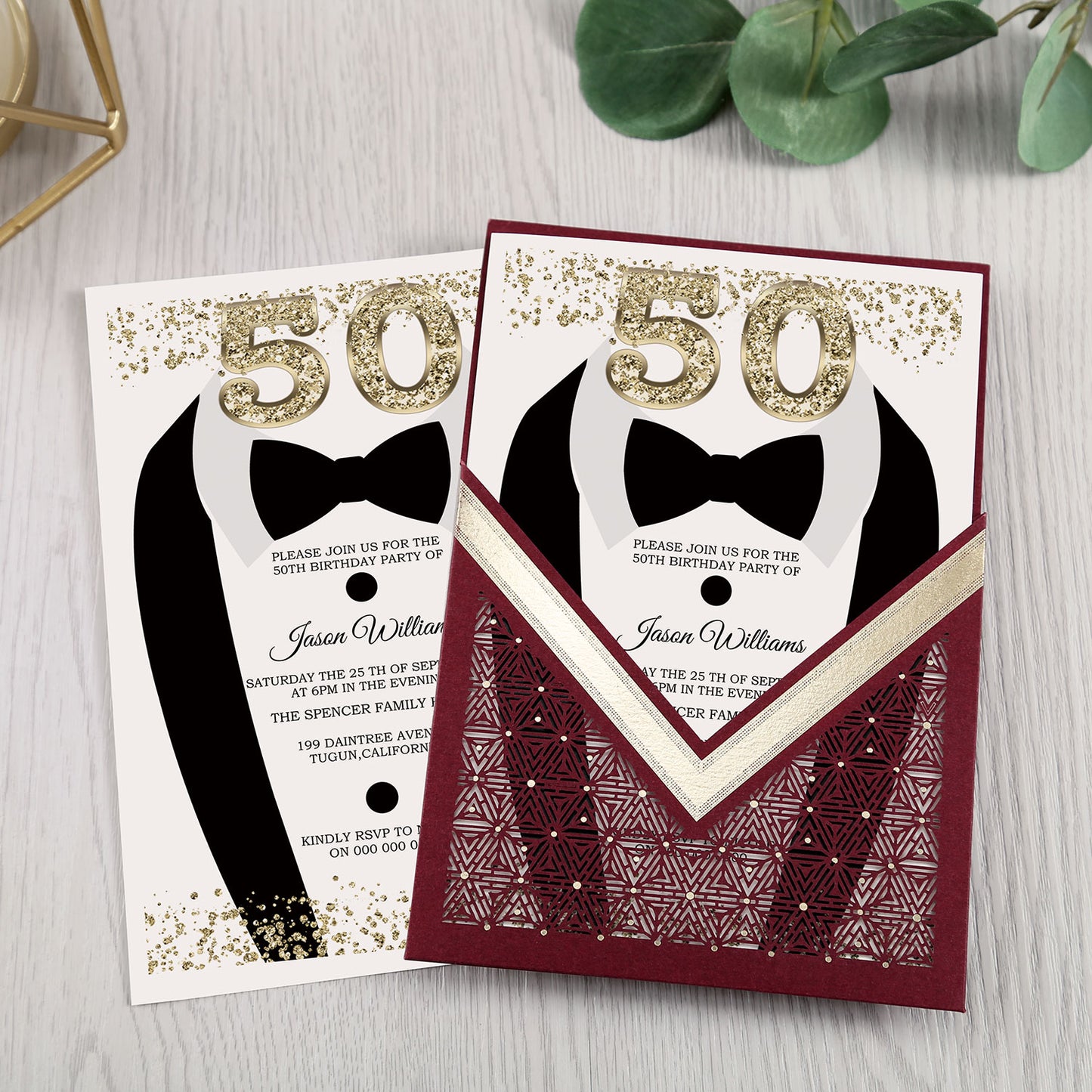 Burgundy Floral Laser cut invitation cards for Wedding, Anniversary, Quinceanera, Birthday