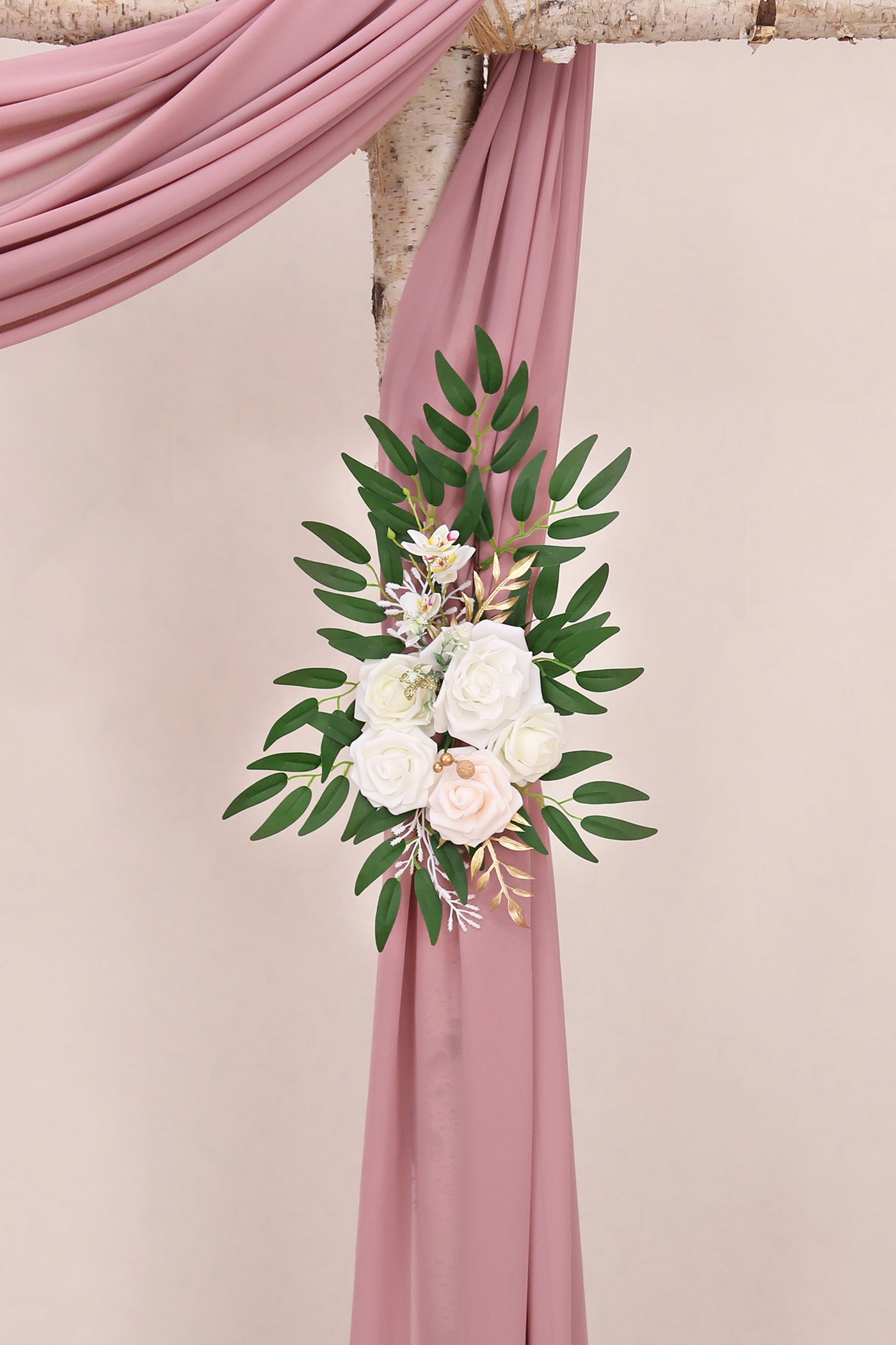 DORIS HOME Artificial Flower Swag White and Pink for Wedding Ceremony Sign Floral Decoration - Pack of 2