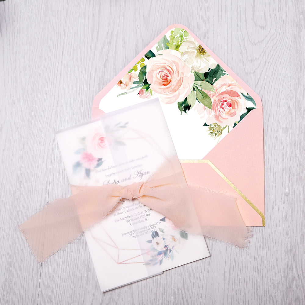 Pocket Burgundy Wedding Invitations Greeting Cards - DorisHome