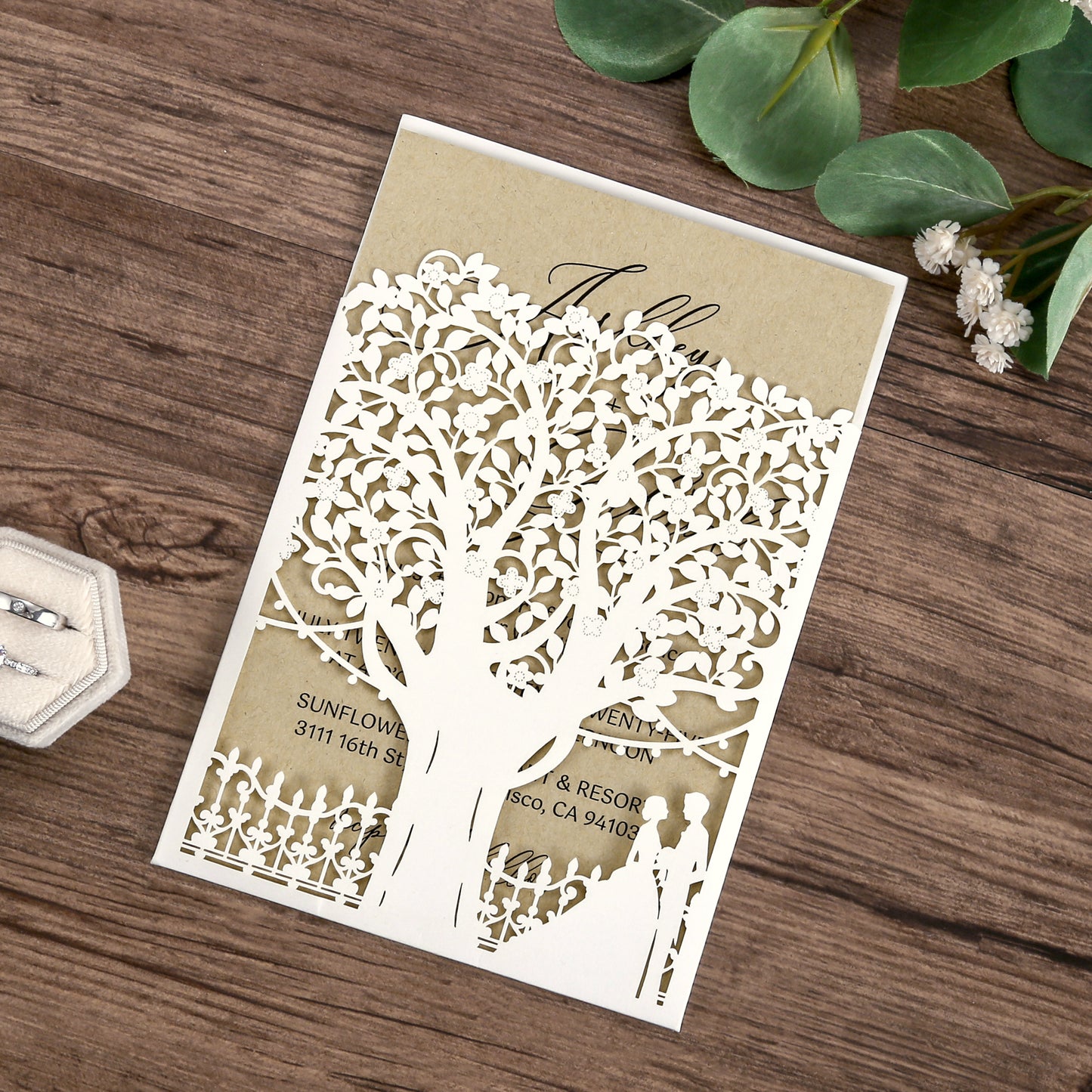 Laser Cut Wedding Invitations with Envelopes White, Kraft Paper Invitation Cards for Wedding, Invitations with Envelopes